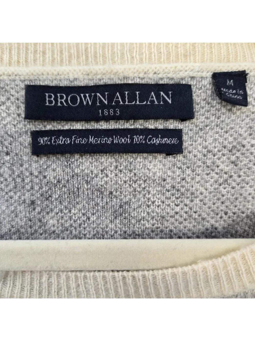 Brown Allan Wool & Cashmere Blend Camouflage Print Crewneck Sweater Size Medium